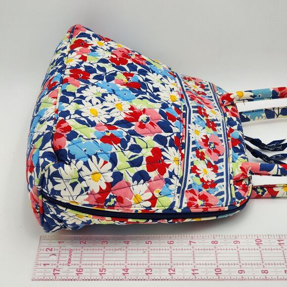 Vera Bradley 2012 Summer Cottage Blue Red Quilted Bowler Shoulder Bag - Picture 10 of 11